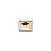 Nomination Composable Classic BACK TO SCHOOL Edelstahl, Email und 18K-Gold (08_Schwarzer Doktortitelshut)